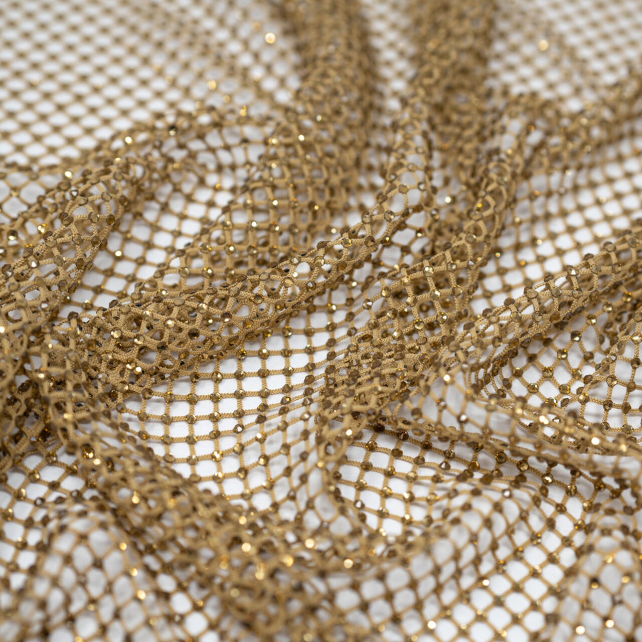 1 Yard Enigma Diamond Fishnet Fabric Rhinestone Embellished Stretch for Swimwear Couture 63 64 inch Width